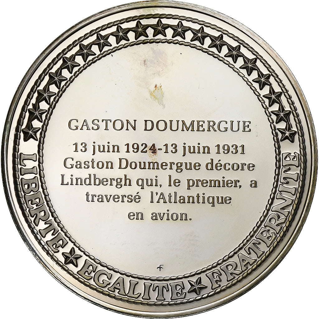 Francia, medaglia, Les Présidents de la République, Gaston Doumergue, Argento