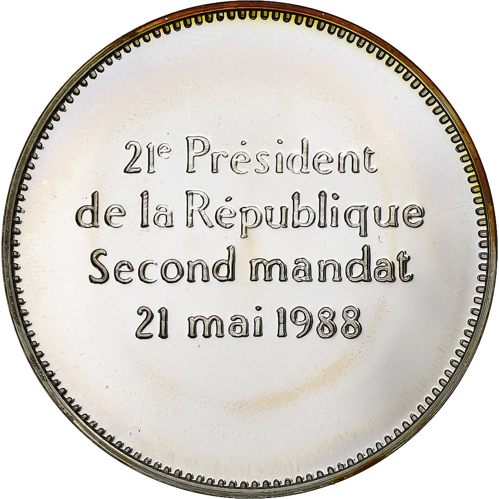 France, Medal, François Mitterrand, Réelu Président, Silver, MS(63)
