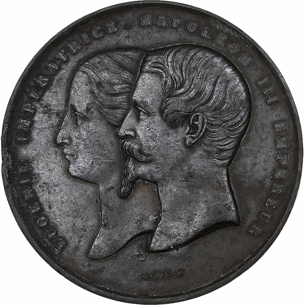 Francia, medaglia, Eugénie et Napoléon III, Palais de l'Industrie, Zinco