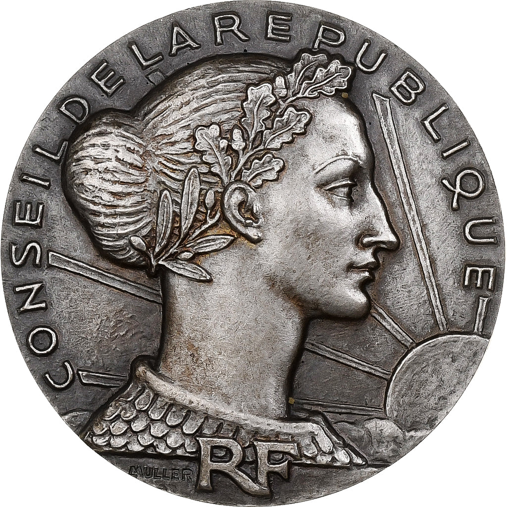 France, Medal, Conseil de la République, dixième anniversaire, 1956, Silver