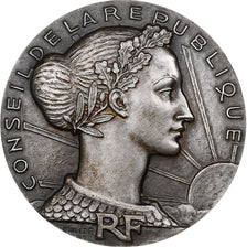 France, Medal, Conseil de la République, dixième anniversaire, 1956, Silver