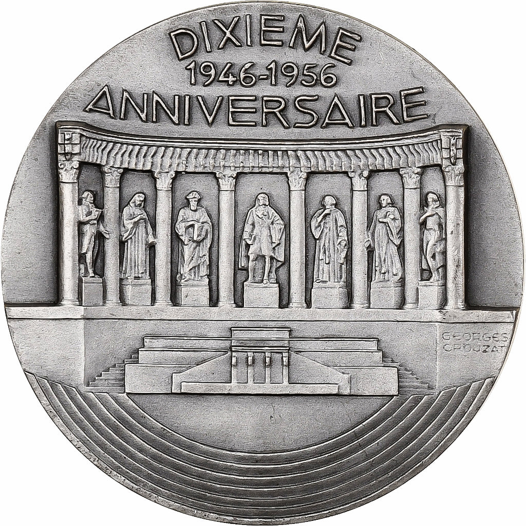 France, Medal, Conseil de la République, dixième anniversaire, 1956, Silver