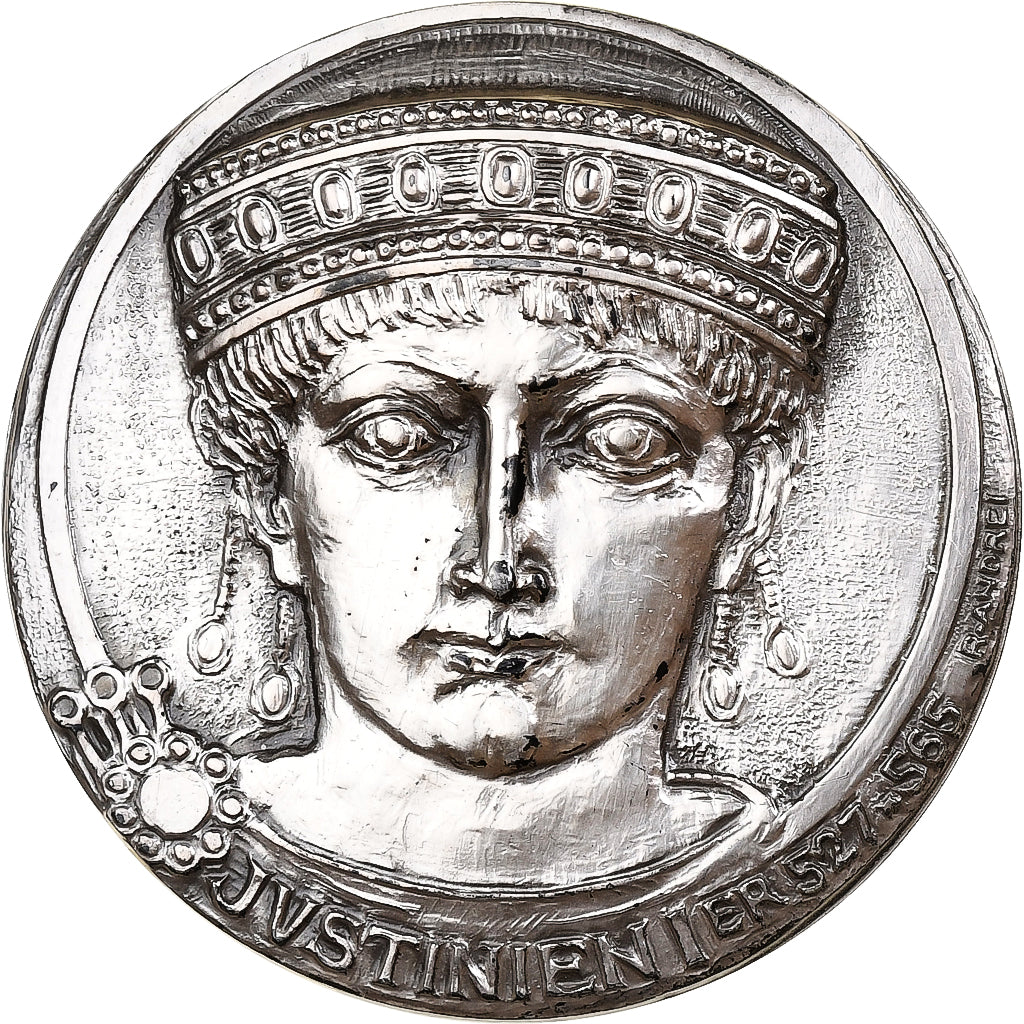 France, Médaille, Notariat Français, Justinien Ier, 1973, MDP, Argent