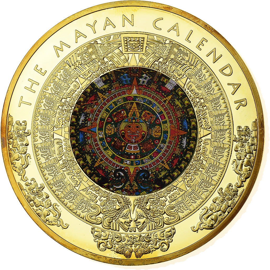 France, Medal, Mayas, The Mayan Calendar, Copper Gilt, MS(63)