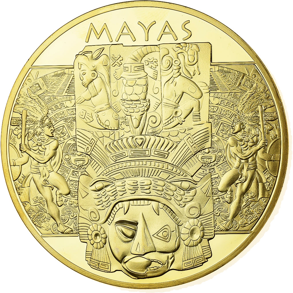 France, Medal, Mayas, The Mayan Calendar, Copper Gilt, MS(63)
