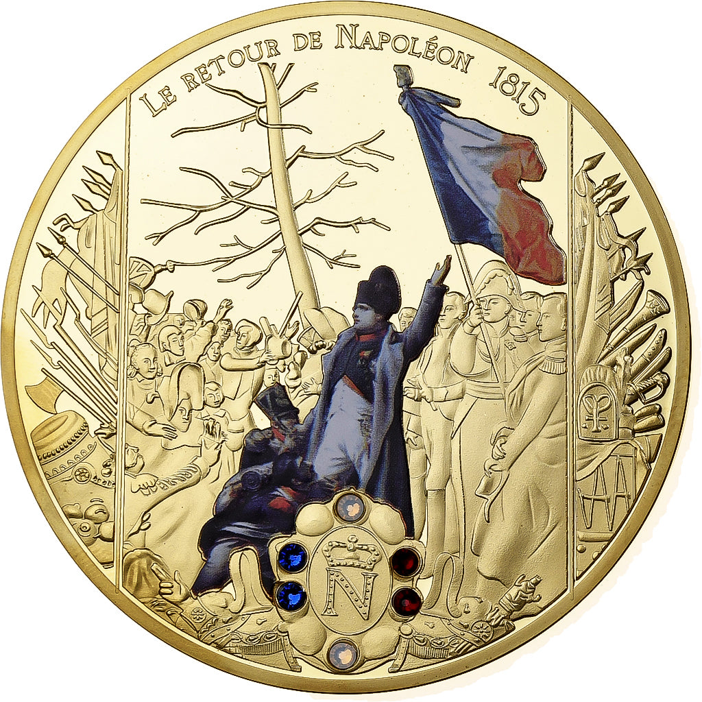 France, Médaille, Le Retour de Napoléon, 1815, Copper Gilt, SPL