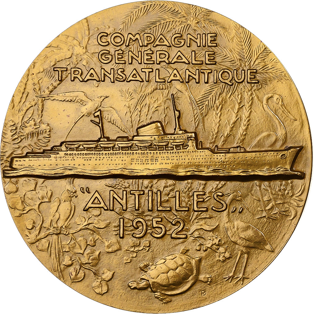 France, Médaille, Compagnie Générale Transatlantique, Antilles, 1968, Bronze