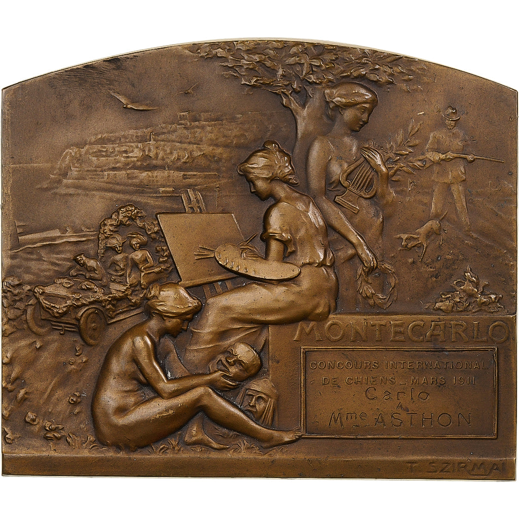 Monaco, Medaille, Chiens, Concours Canin, 1911, Bronze, Szirmaï, VZ