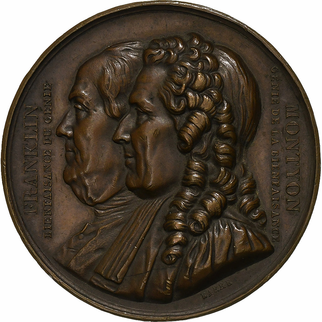 Francia, medalla, FranklIn and Montyon, 1833, Bronce, SC