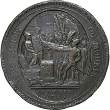 France, Medal, Monneron de 5 Sols au serment, 1792 / AN 4, Copper, EF(40-45)