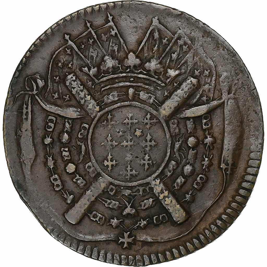 France, Ville de Lille, 20 Sols, 1708, siège de la ville, EF(40-45), Copper
