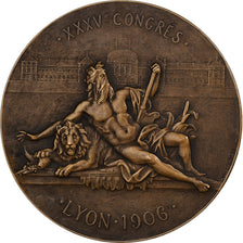 France, Medal, XXXVème Congrès , Lyon, 1906, Bronze, Paul Richer, AU(50-53)