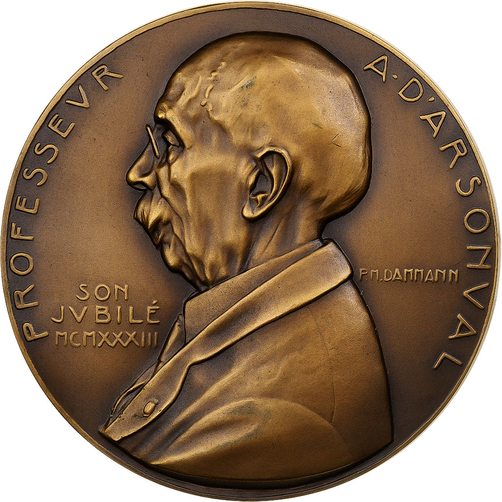 France, Medal, Professeur d'Arsonval, 1933, Bronze, Dammann, AU(55-58)