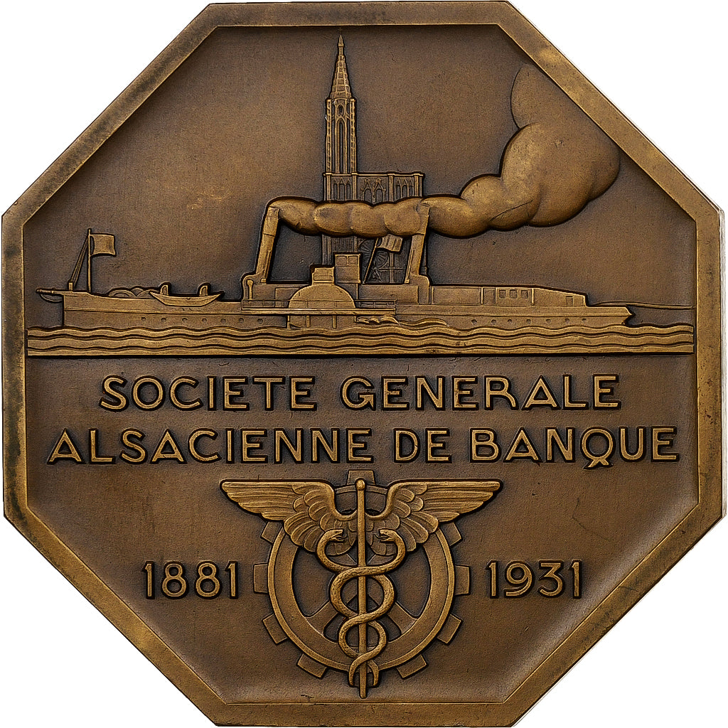 France, Medal, Société générale alsacienne de banque, 1931, Bronze, Turin