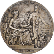 France, Medal, Ecole Supérieure de Commerce de Lyon, 1872, Silvered bronze
