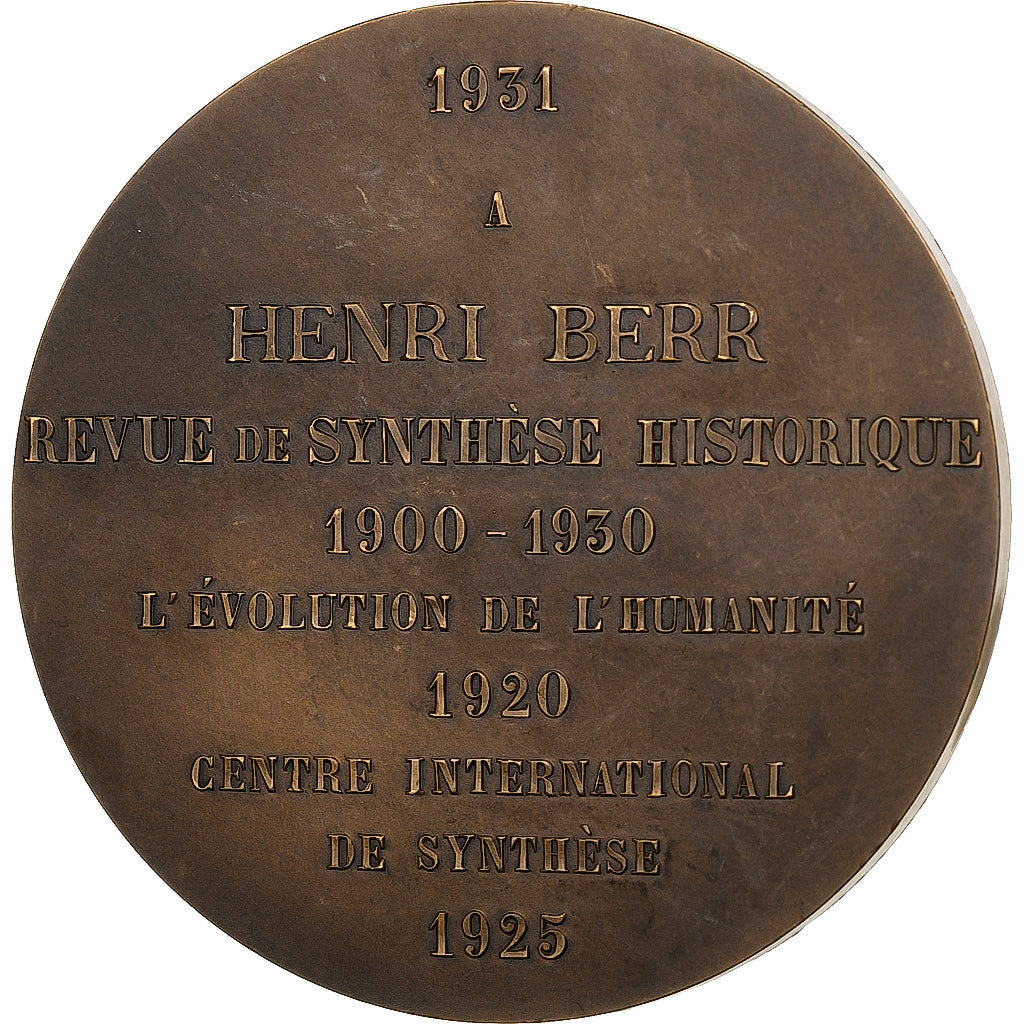 Frankreich, Medaille, Henri Berr, Revue de Synthèse Historique, 1931, Bronze