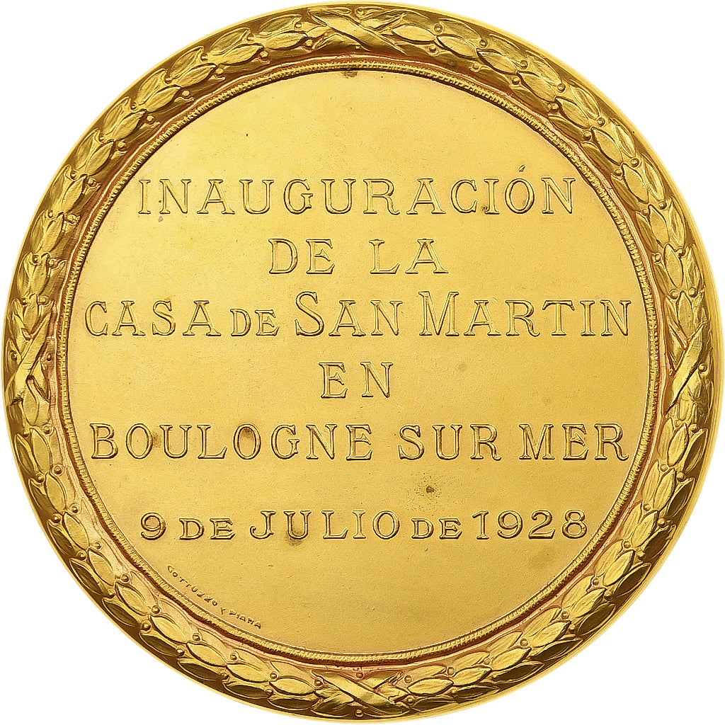 Francia, medalla, San Martin, Inauguration de la Casa de San Martin en Boulogne