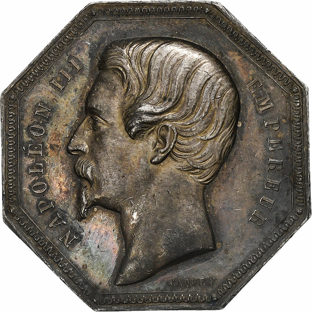 France, Medal, Agents de change Napoléon III, 1853, Silver, AU(55-58)