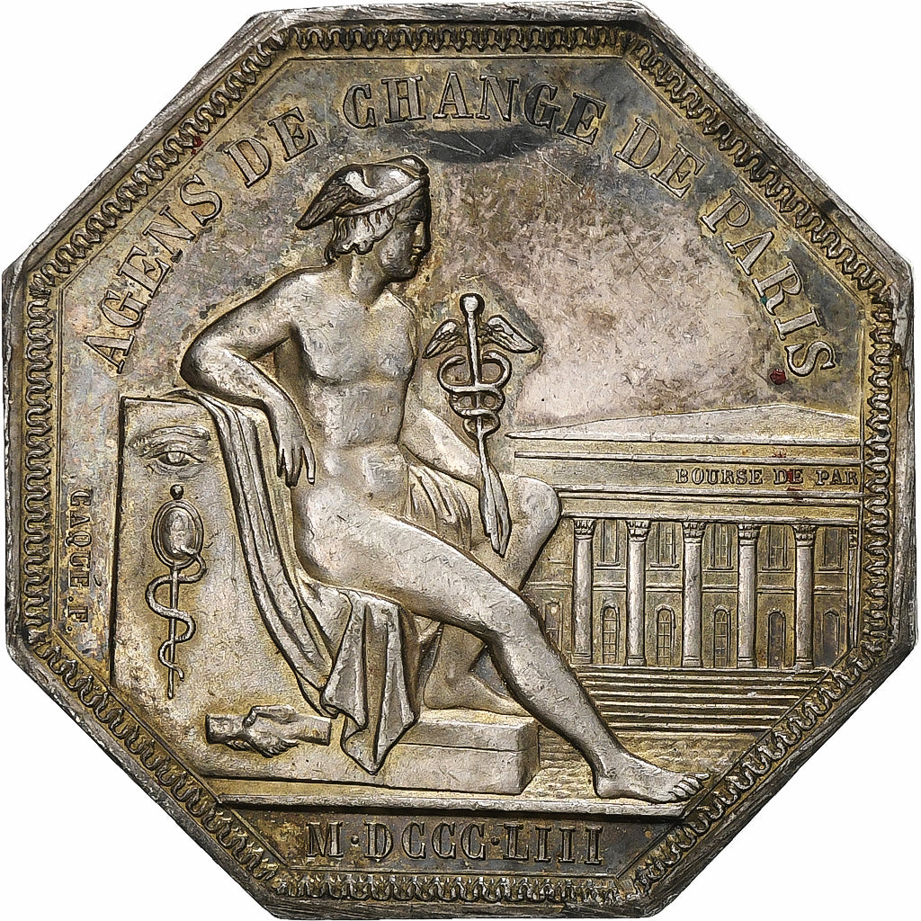 France, Medal, Agents de change Napoléon III, 1853, Silver, AU(55-58)