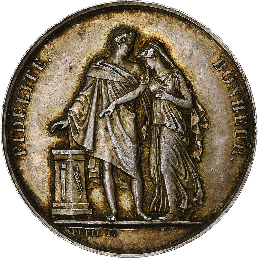 Frankreich, Medaille, Mariage, Fidélité Bonheur, Silber, Petit, SS+