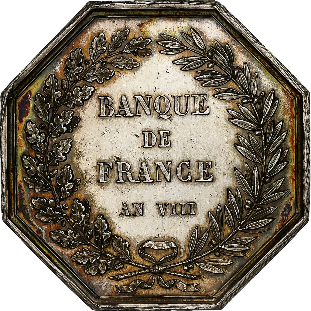 France, Token, Banque de France, An VIII, Silver, Dumarest, AU(55-58)