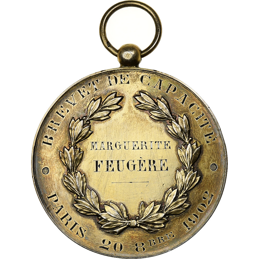 Frankrijk, Medaille, Ville de Paris, Brevet de Capacité, 1902, Zilver, PR