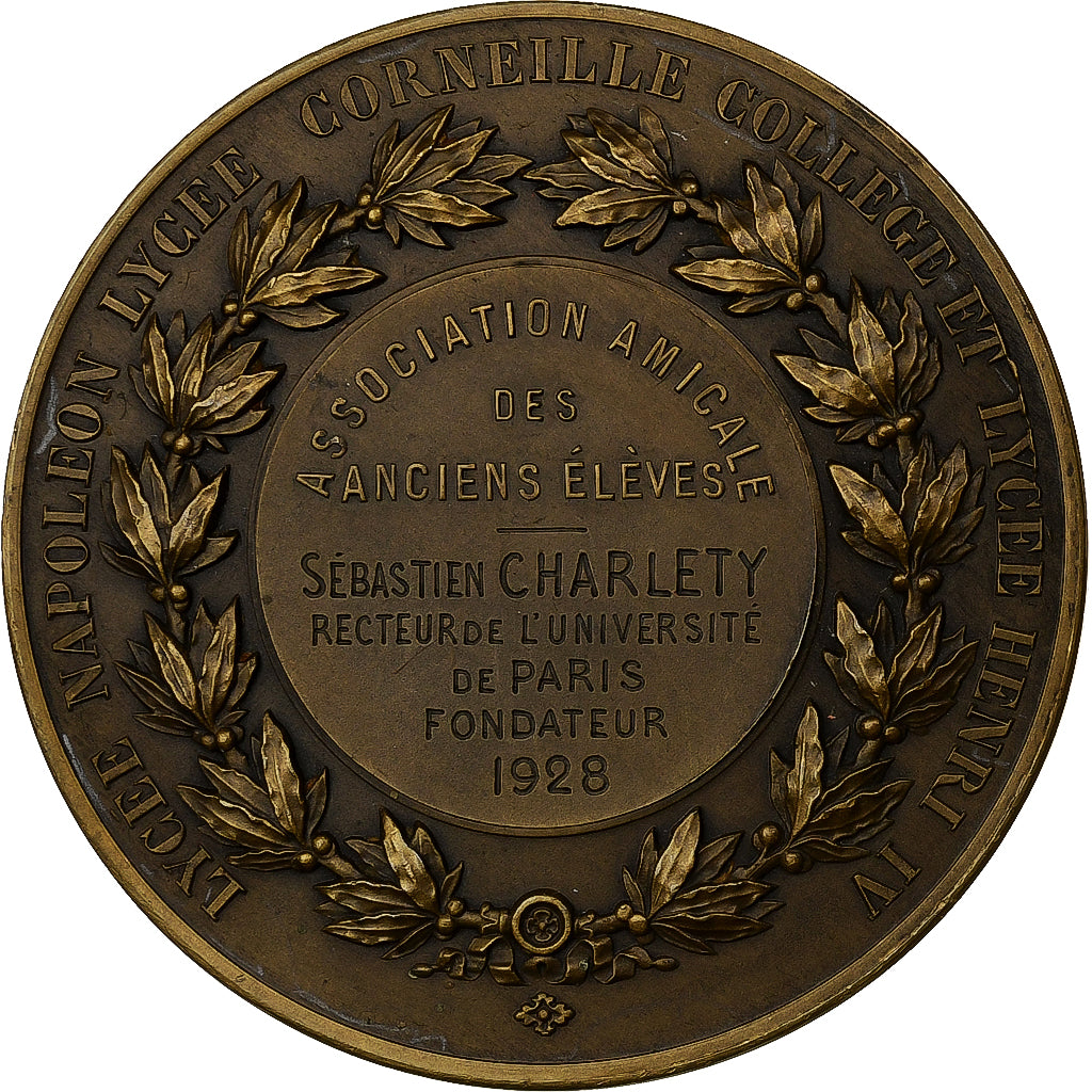 Francia, medalla, Lycée Napoléon, Lycée Corneille, 1928, Bronce, Caqué, SC