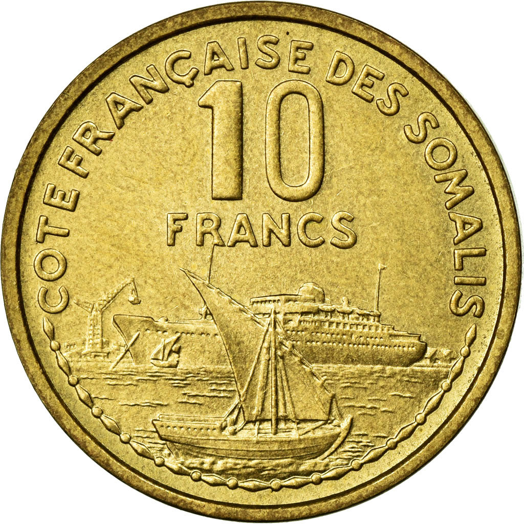 Coin, French Somaliland, 10 Francs, 1965, Paris, MS(65-70), Aluminum-Bronze