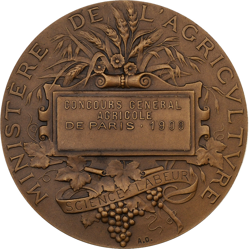 Francia, medalla, Concours Général Agricole de Paris, 1909, Bronce, MBC+