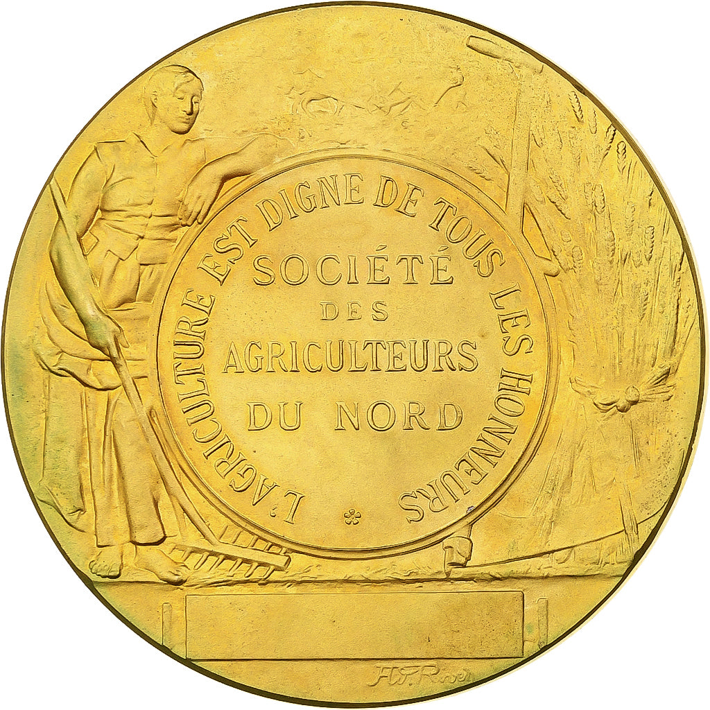 France, Médaille, Société des Agriculteurs du Nord, Gilt Bronze, Rivet, SUP