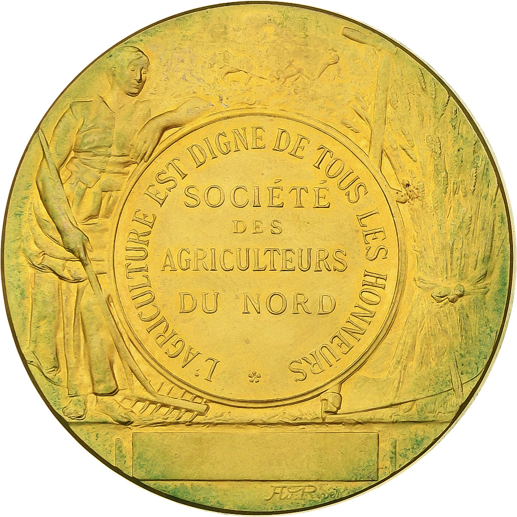 France, Medal, Société des Agriculteurs du Nord, Gilt Bronze, Rivet, AU(55-58)