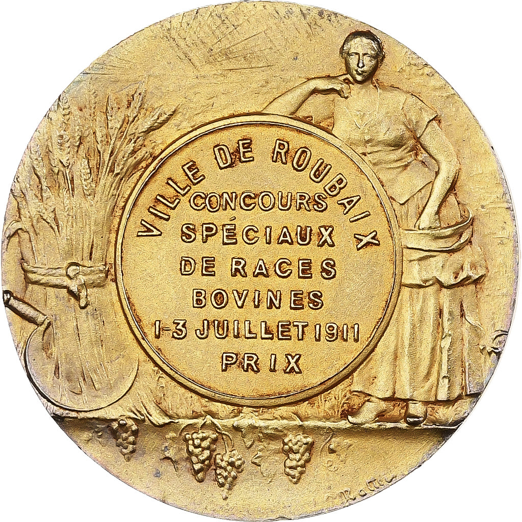 France, Medal, Concours spéciaux de races bovines - Roubaix, 1911, Silver