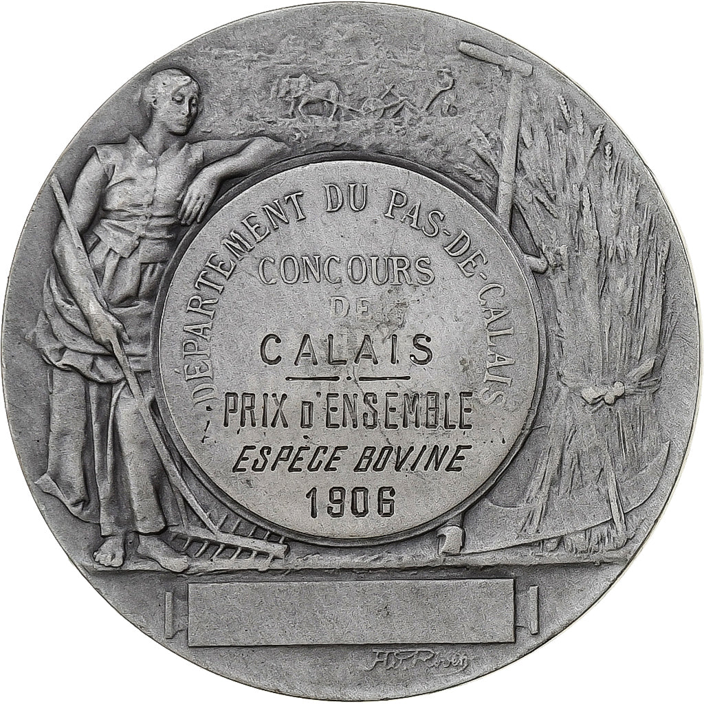 France, Medal, Concours de Calais - Espèce bovine, 1906, Silver, Rivet