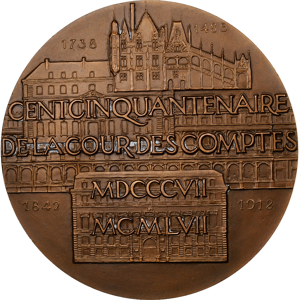 Frankreich, Medaille, Cent-cinquantenaire de la Cour des comptes, 1957, Bronze