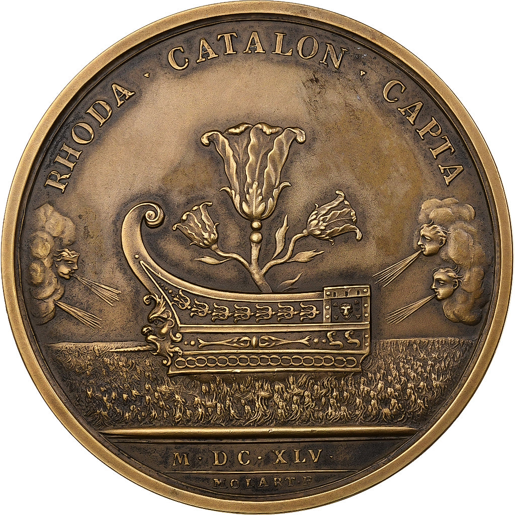 Frankreich, Medaille, Louis XIV, Prise de Rosas, Bronze, Molart, VZ