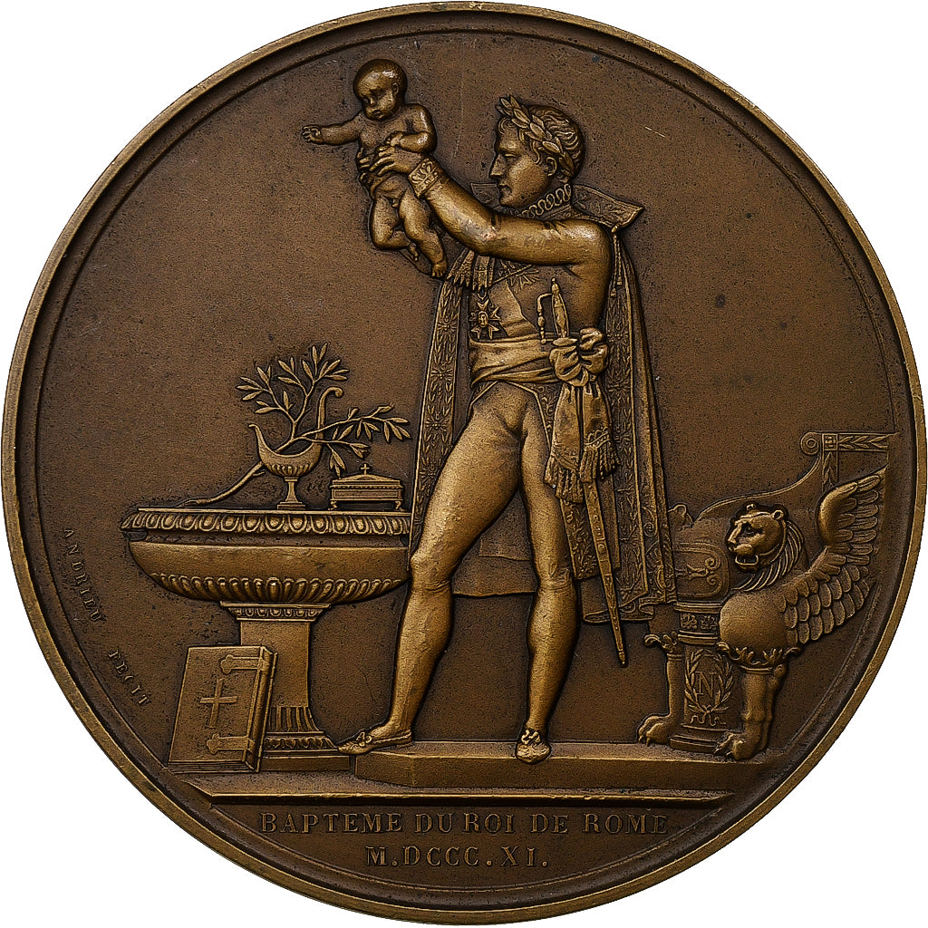 France, Medal, Napoléon Ier, Baptème du Roi de Rome, Bronze, Andrieu