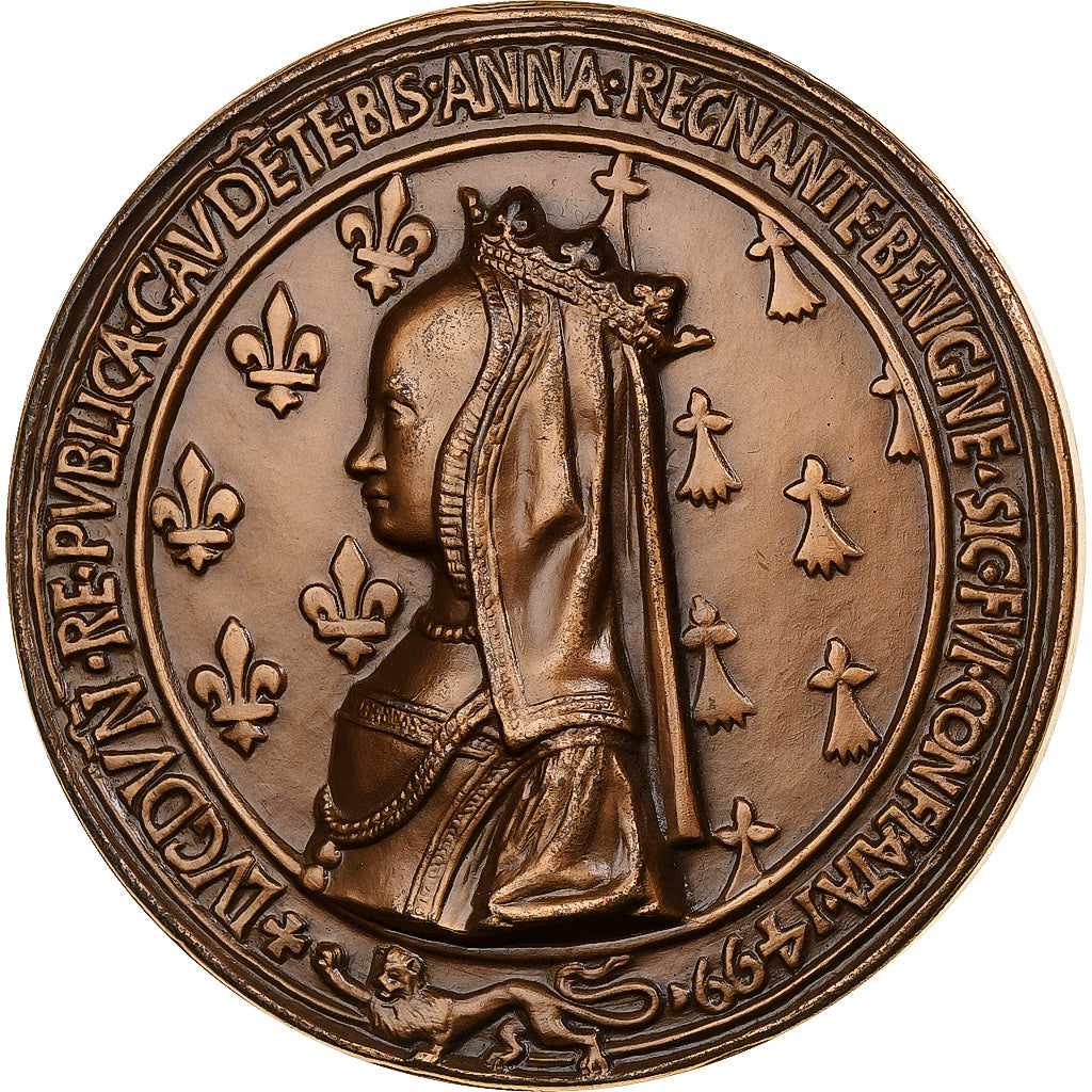 France, Medal, Anne de Bretagne et Louis XII, 1988, Bronze, AU(55-58)