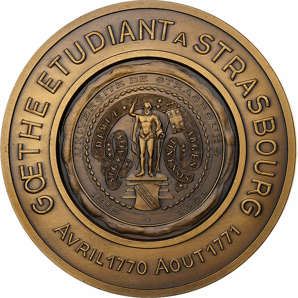 France, Medal, Goethe étudiant à Strasbourg, Bronze, AU(55-58)