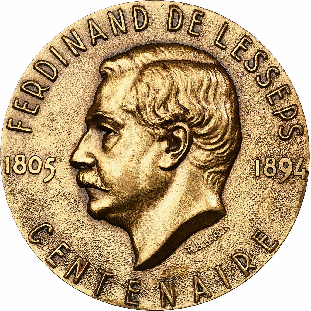 France, Medal, Centenaire Ferdinand de Lesseps, Bronze, Baron, AU(55-58)
