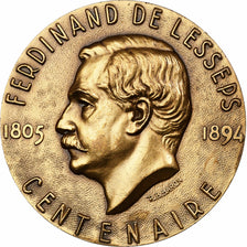 France, Medal, Centenaire Ferdinand de Lesseps, Bronze, Baron, AU(55-58)