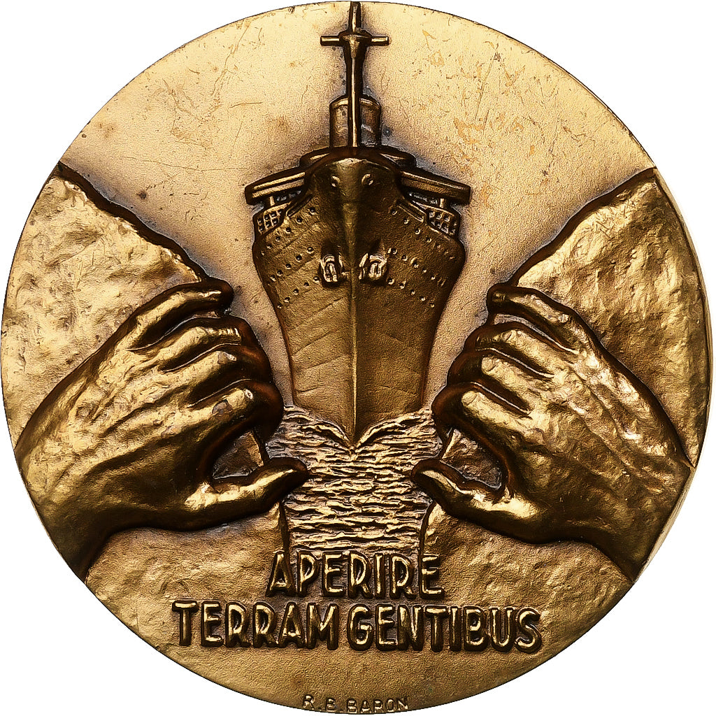 France, Medal, Centenaire Ferdinand de Lesseps, Bronze, Baron, AU(55-58)