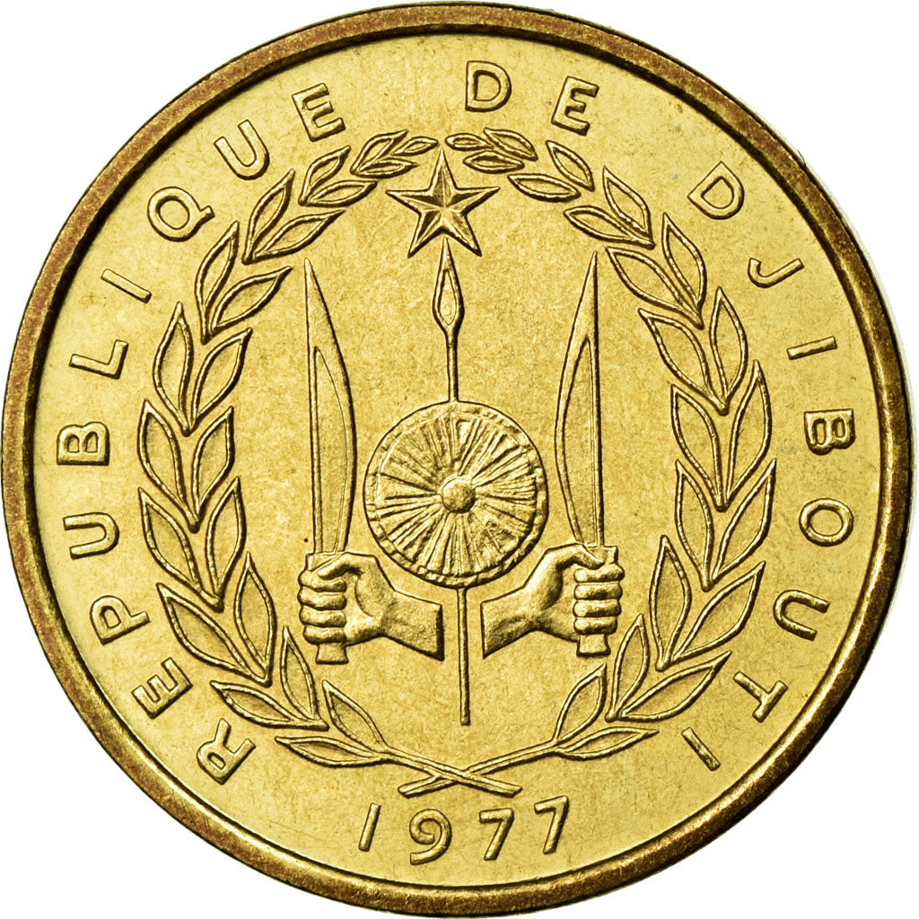 Coin, Djibouti, 10 Francs, 1977, MS(65-70), Aluminium-Bronze, KM:E4