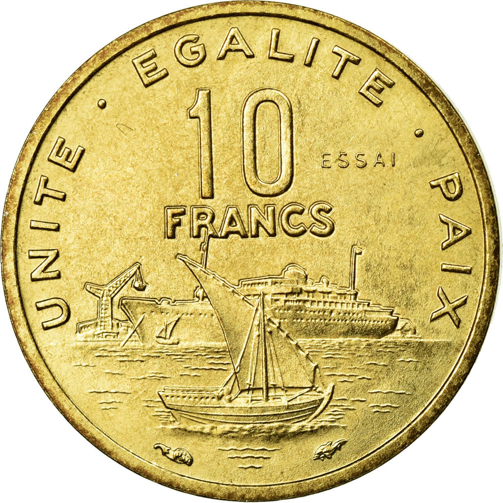Coin, Djibouti, 10 Francs, 1977, MS(65-70), Aluminium-Bronze, KM:E4