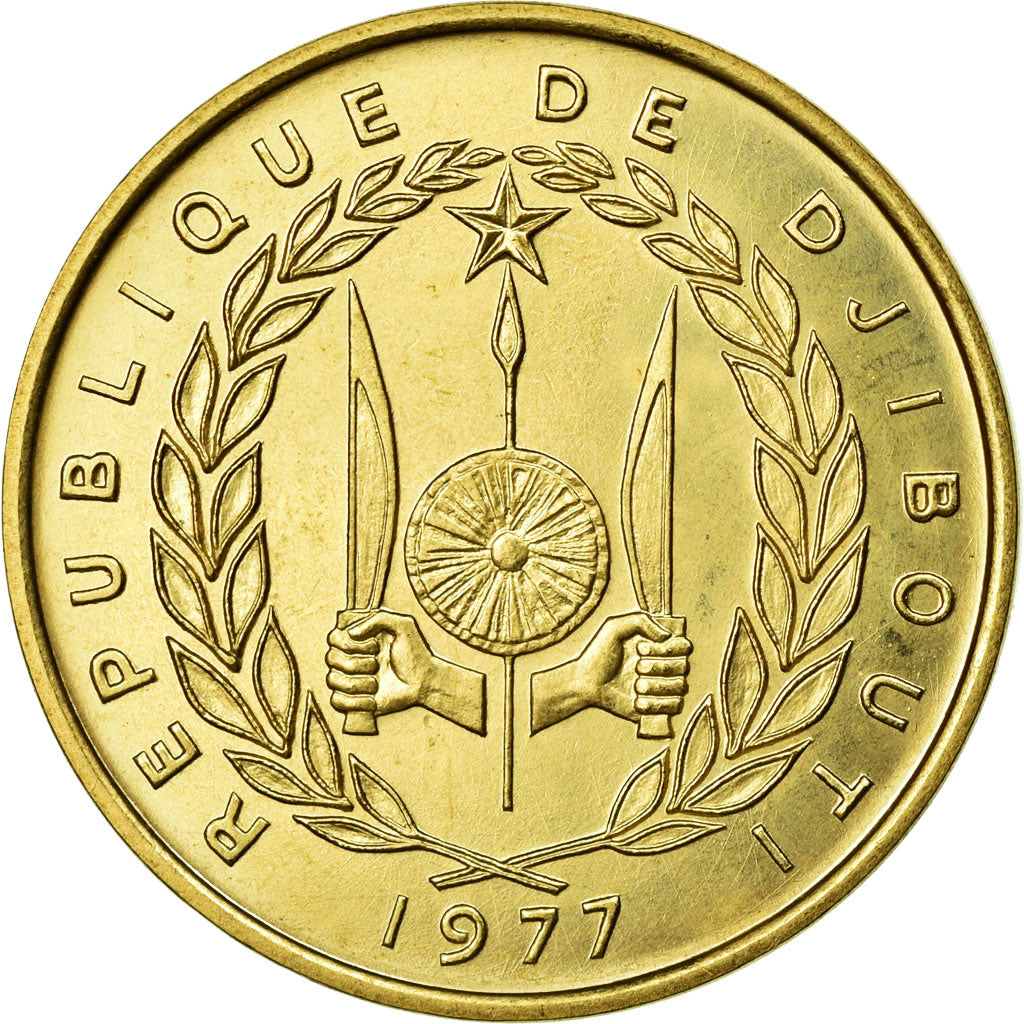 Monnaie, Djibouti, 20 Francs, 1977, FDC, Aluminium-Bronze, KM:E5
