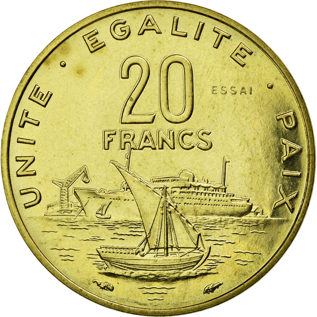 Monnaie, Djibouti, 20 Francs, 1977, FDC, Aluminium-Bronze, KM:E5