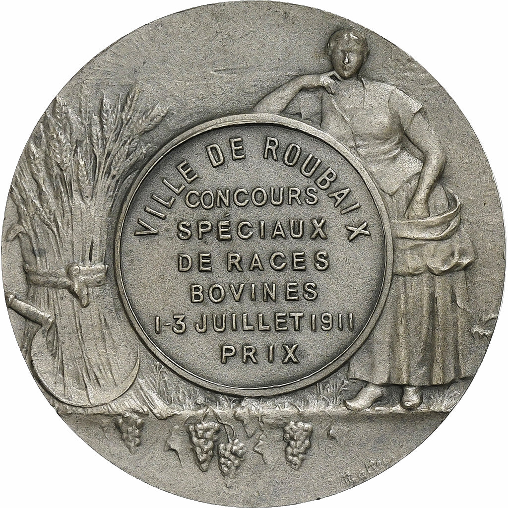 France, Médaille, Agriculture - Roubaix, 1911, Argent, SUP