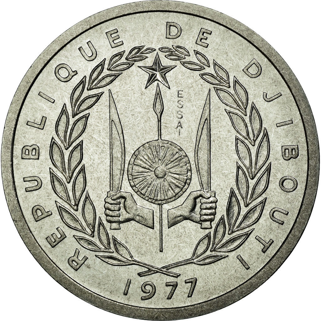 Coin, Djibouti, Franc, 1977, MS(65-70), Aluminium, KM:E1