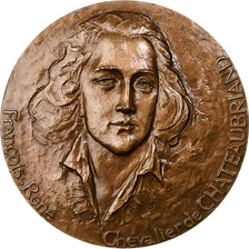 França, medalha, François René de Chateaubriand, 1968, Bronze, mocquot