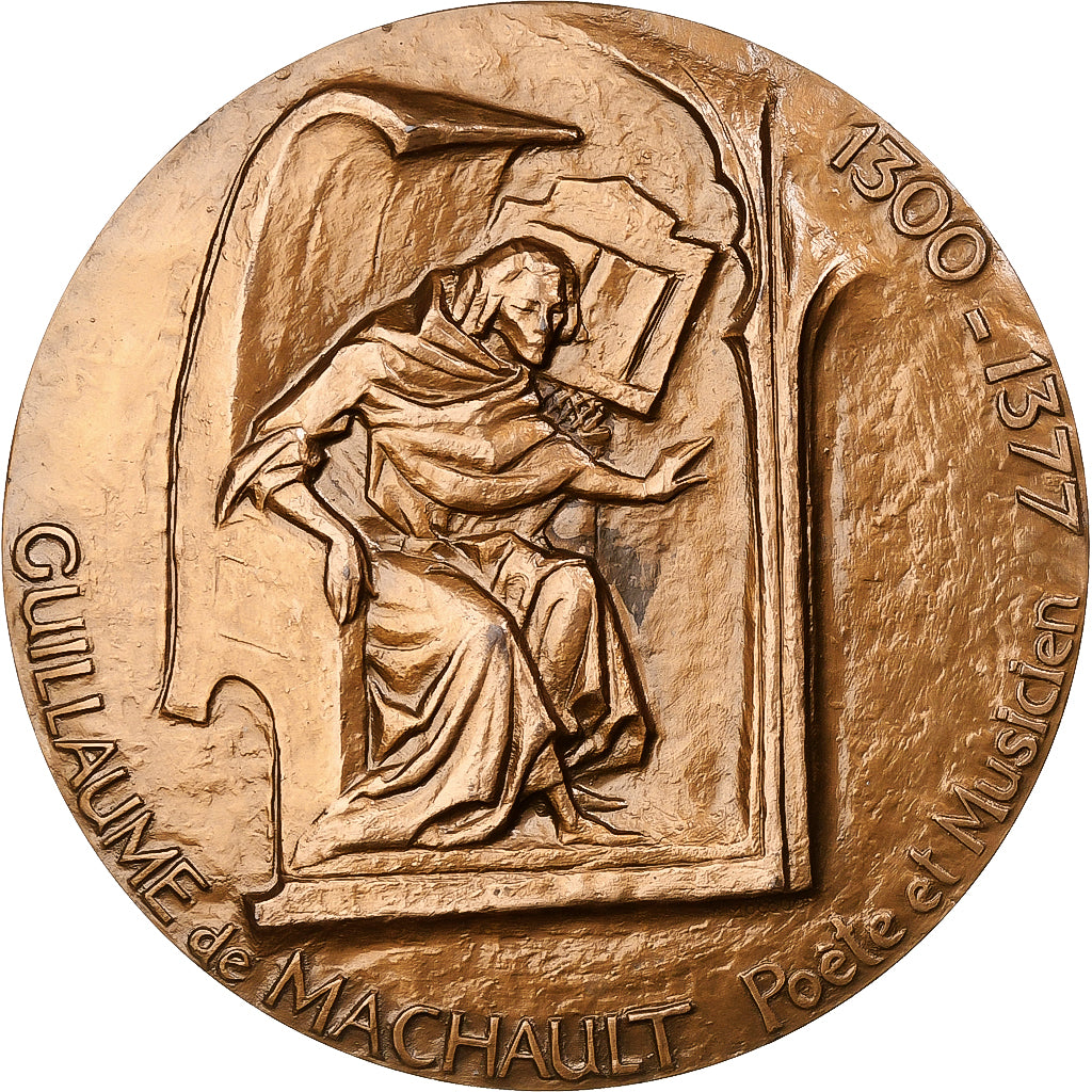 France, Medal, Guillaume de Machaut, 1966, Bronze, AU(50-53)