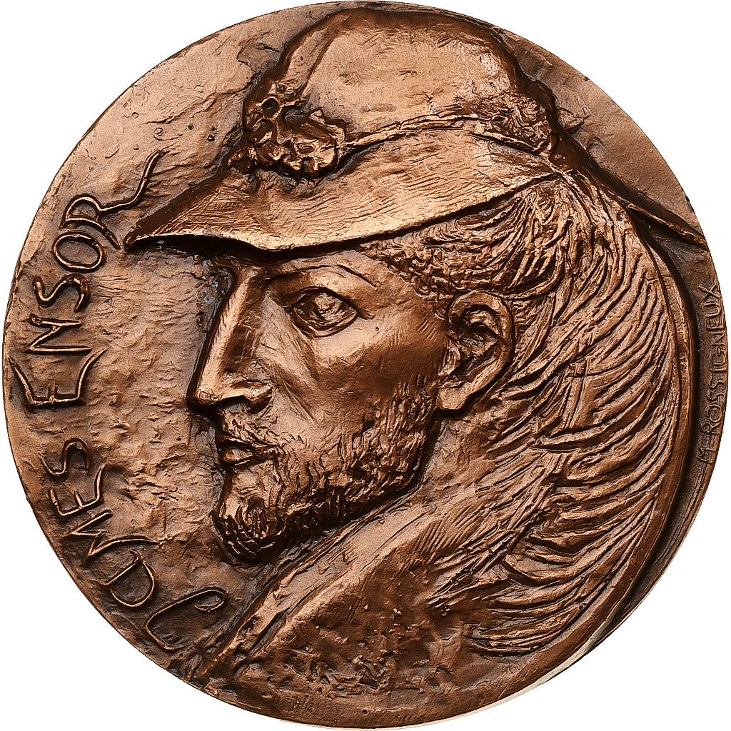 França, medalha, James Ensor, 1973, Cuivre, Michele Rossigneux, AU(50-53)